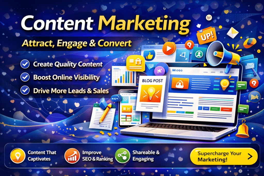 Content marketing services in Vijayawada to create quality content, increase online visibility, improve SEO rankings, and generate leads.