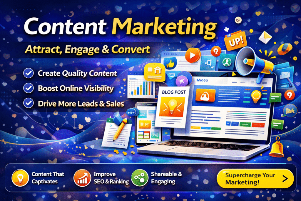 Content marketing services in Vijayawada to create quality content, increase online visibility, improve SEO rankings, and generate leads.
